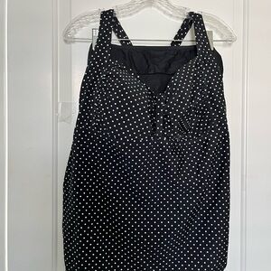 Black Polka Dot Women's Swim Top